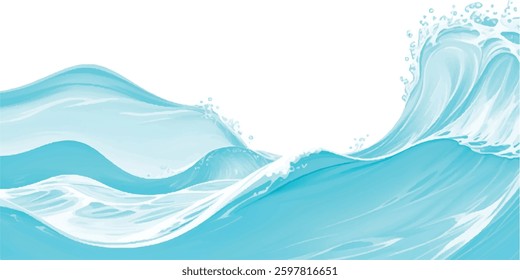 Soft and Serene Watercolor Ocean Wave Background in Subtle Blue and Green Hues, Perfect for Use in Abstract Graphic Design, Water-Themed Projects, and Peaceful Artworks.
