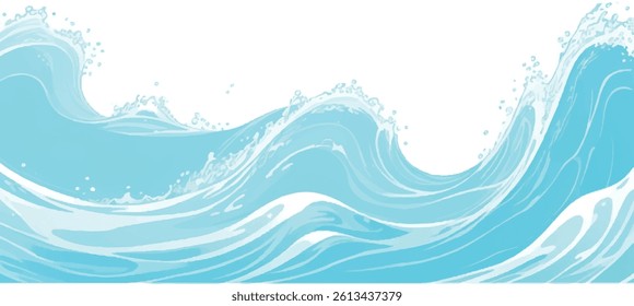 Soft and Serene Watercolor Ocean Wave Background in Subtle Blue and Green Hues, Perfect for Use in Abstract Graphic Design, Water-Themed Projects, and Peaceful Artworks.
