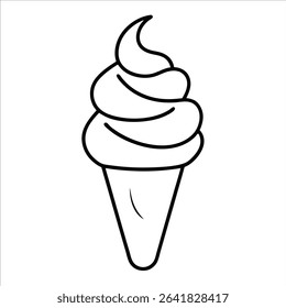 soft serve ice cream cone held by hand in continuous line art drawing style perfect for dessert shop branding summer treat icons and sweet frozen food illustrations