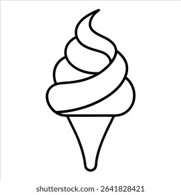 soft serve ice cream cone held by hand in continuous line art drawing style showcasing minimalistic dessert design for sweets logo cafe menu and summer celebration