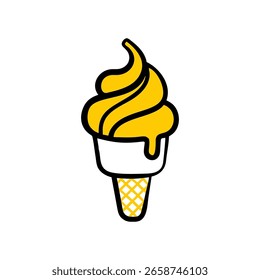 Ícone de cone de sorvete de serviço macio perfeito para menus de sobremesa, gráficos de alimentos ou conteúdo de estação quente.