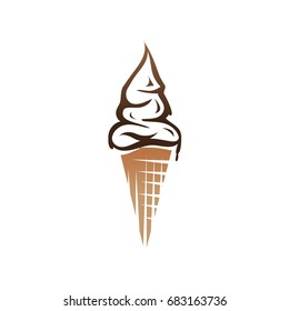 soft serve ice cream cone, icon design, isolated on white background.