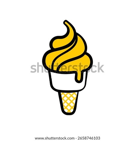 Soft serve ice cream cone icon perfect for dessert menus, food graphics, or hot season content.