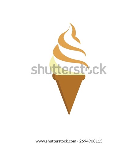 Soft Serve Ice Cream Cone Minimal Swirl Illustration