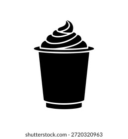 Soft Serve Ice Cream Cup Silhouette, Schlagsahne oder Jogurt Dessert Take Away Concept Icon
