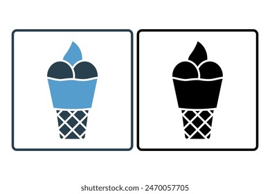 Soft serve ice cream icon. icon related to fast food. suitable for web site, app, user interfaces, printable etc. solid icon style. simple vector design editable