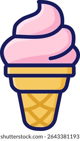 Soft serve ice cream icon for summer themes. Perfect for dessert, cafe, sweet treat, or summer event designs and promotional materials.