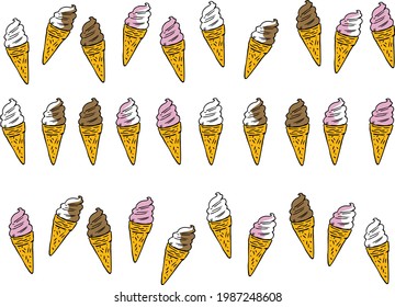 Soft serve ice cream line and line decoration