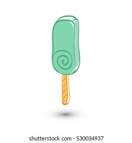 Soft serve ice cream on white background. Doodle style. Vector illustration