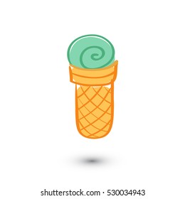 Soft serve ice cream on white background. Doodle style. Vector illustration