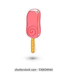 Soft serve ice cream on white background. Doodle style. Vector illustration
