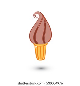 Soft serve ice cream on white background. Doodle style. Vector illustration