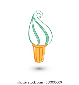 Soft serve ice cream on white background. Doodle style. Vector illustration