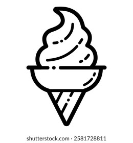 Soft Serve Ice Cream Outline Icon Isolated On White Background