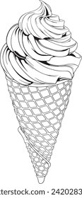 Soft serve ice cream in wafer style cone svg
