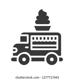 Soft serve truck vector, Food truck solid design icon
