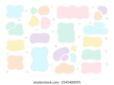 Soft shape frame set with colorful  colors, flat design vector cute  sticker shape geometry set collection.