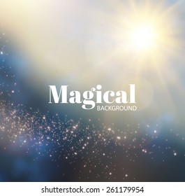 Soft shining blur background with gold dust. Vector illustration
