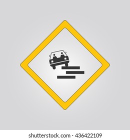soft shoulder sign. warning. icon