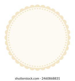 Soft And Simple Vanilla Brown Colored Blank Circular Sticker Label Element Design with Decorative Border Ornaments