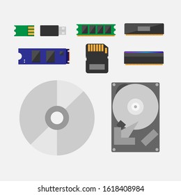 Soft and simple but very nice icons of memory technology.