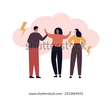 Soft skill for business concept collection. Vector flat character illustration. Conflict management and mediation. Woman mediate argue of team. Design for corporate training, business