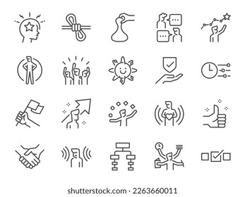 Soft skill icon set. Included the icons as personalities, personal skill, work, mindset, and more.