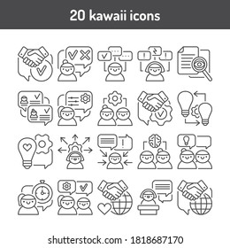 Soft skills black line icons set. Pictogram for web, mobile app, promo. UI UX design element