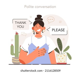 Soft skills concept. Business people or employee with good polite communication skill. Education, training and improvement for career building. Isolated flat vector illustration