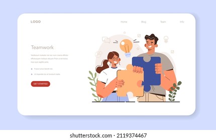 Soft skills concept. Business people or employee with team working skill. Education, training and improvement for career building. Isolated flat vector illustration