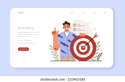 Soft skills concept. Business people or employee with goal-setting skill. Idea of strategy and moving towards success. Motivation and achievement. Isolated flat illustration vector