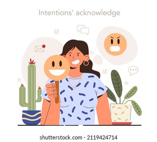 Soft skills concept. Business people or employee with good polite communication skill. Intentions' acknowledge. Education, training and improvement for career building. Flat vector illustration