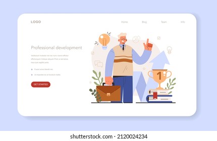 Soft skills concept. Business people or employee professional development. Education, training and improvement for career building. Isolated flat vector illustration