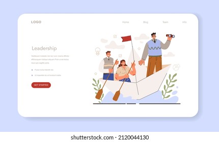 Soft skills concept. Business people or employee with leadership skill. Manager leading a workteam. Strategy and business planning. Workers support each other. Flat vector illustration
