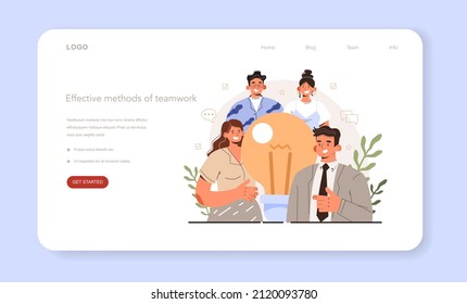 Soft skills concept. Business people or employee with effective methods of team work skill. Education, training and improvement for career building. Isolated flat vector illustration