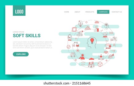 soft skills concept with circle icon for website template or landing page homepage