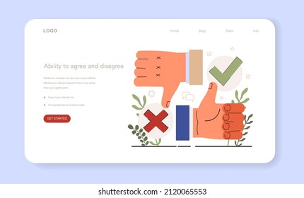 Soft Skills Concept. Employee With A Ability To Agree And Disagree. Education, Training And Improvement For Career Building. Isolated Flat Vector Illustration