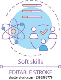 Soft skills concept icon. Teamwork idea thin line illustration. Interpersonal development, leadership, professional relationship. Human resources vector isolated outline drawing. Editable stroke