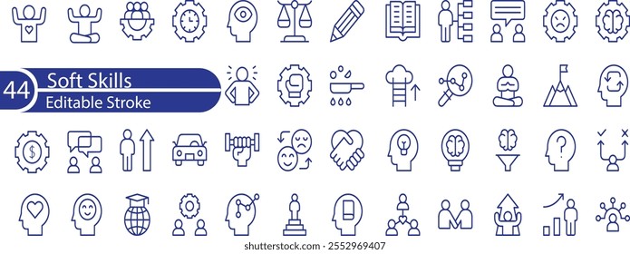 Soft Skills editable stroke outline web icons set