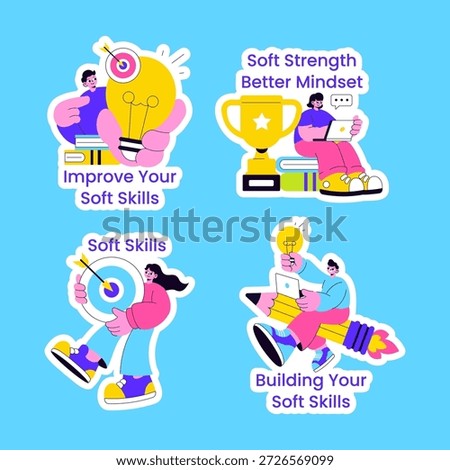 Soft Skills Flat Cartoon Hand Drawn Background Illustration for Label