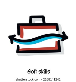 Soft skills hand drawn scribing, sketchnoting visual note icon. Minimal vector illustration. Editable outline, color, shadows. Infographics symbol