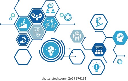 Soft skills icon set. Containing communication, empathy, assertiveness, personality, problem-solving, creativity, punctuality and work ethics icons. Solid icons vector collection. EPS 10