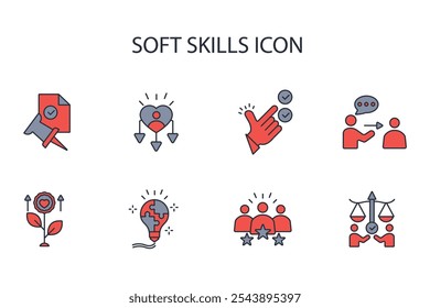 Soft skills icon set.vector.Editable stroke.linear style sign for use web design,logo.Symbol illustration.