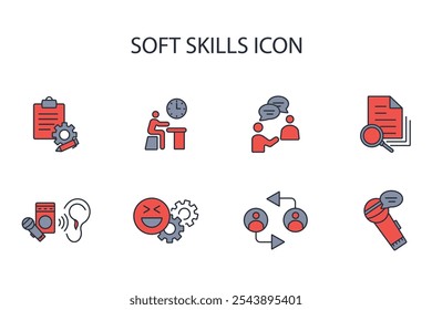 Soft Skills Symbol set.vector.Editable stroke.linear style Zeichen für die Verwendung Web-Design, logo.Symbol-Illustration.