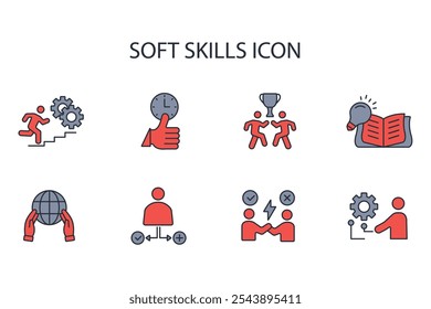 Soft skills icon set.vector.Editable stroke.linear style sign for use web design,logo.Symbol illustration.