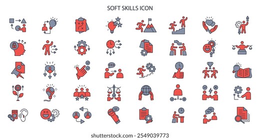 Soft skills icon set.vector.Editable stroke.linear style sign for use web design,logo.Symbol illustration.