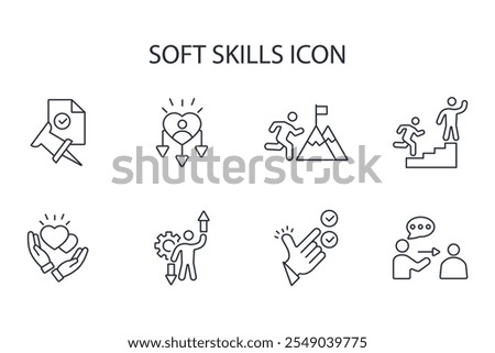 Soft skills icon set.vector.Editable stroke.linear style sign for use web design,logo.Symbol illustration.