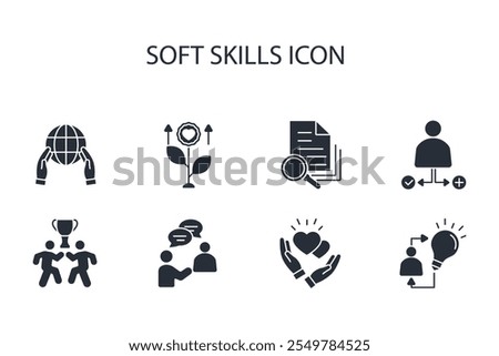 Soft skills icon set.vector.Editable stroke.linear style sign for use web design,logo.Symbol illustration.