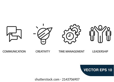 soft skills icons set . soft skills pack symbol vector elements for infographic web