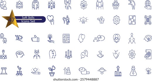 Soft Skills line editable icon set.